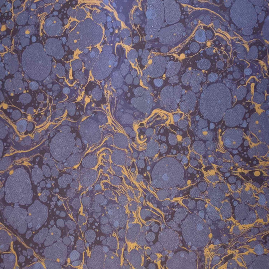 Dark Blue and Gold Marbled Print Italian Paper ~ Tassotti